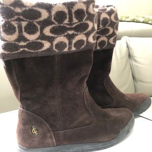 Tatum Suede Coach Boots in Chestnut brown